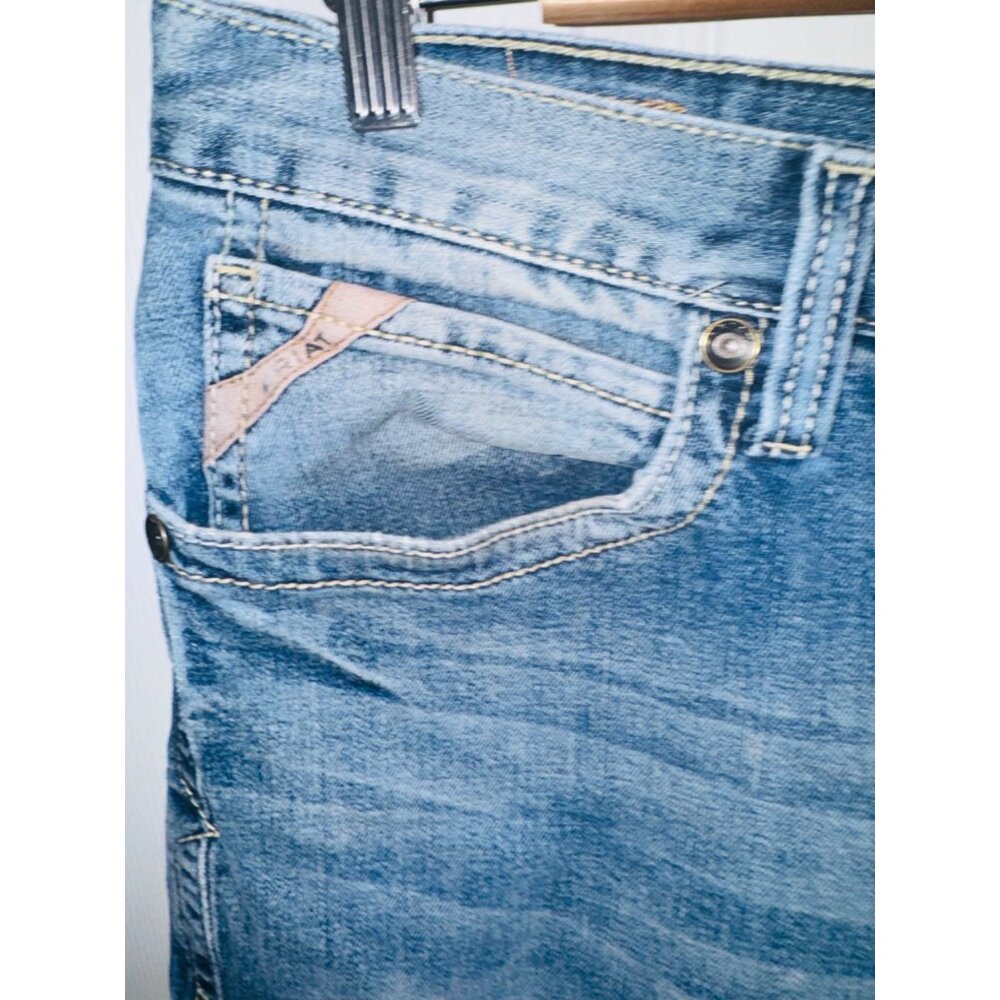 Ariat M4 Low Rise Straight Leg Fit Denim Distressed Jeans 35x36 Western Cowboy - Picture 4 of 11